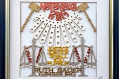Glenn Grubard, Notorious RBG, Paper cut fine art, acrylic on museum board 8” x 8” (framed 9 1⁄2” x 9 1⁄2”) $195.00 or12 x 12” (framed 13 1⁄2” x 13 1⁄2”) $250.00